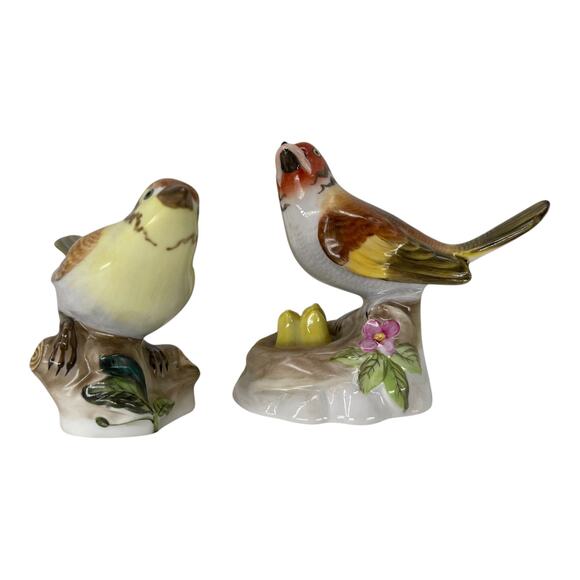 Lot of 2 Vintage Herend Hungary Hand Painted Porcelain Bird - Picture 3 of 6